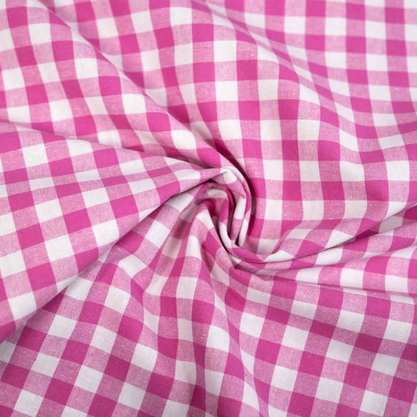 Edle Baumwoll Popeline Karo Groß 8mm pink