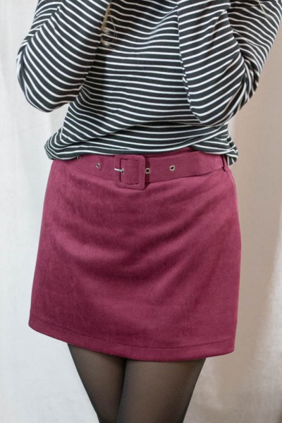 Hosenrock aus Wildlederimitat bordeaux