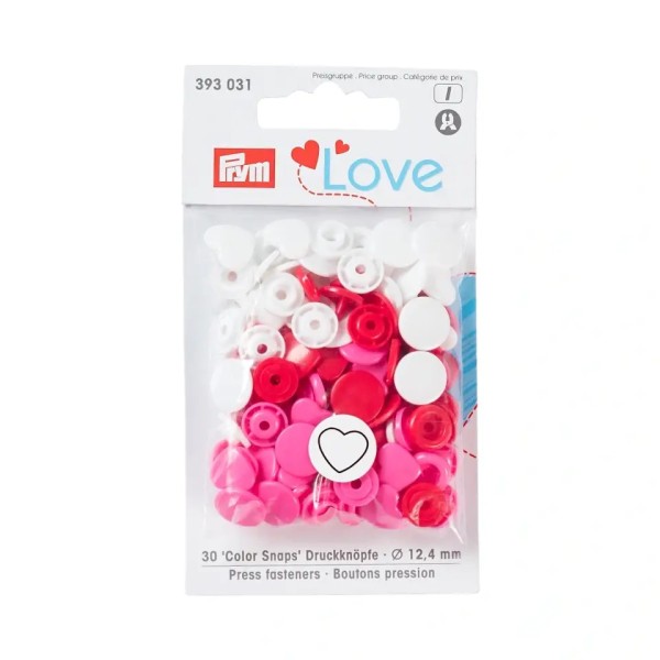 Prym Love Druckknopf "Color Snaps" Herz 12,4mm 30 Stück