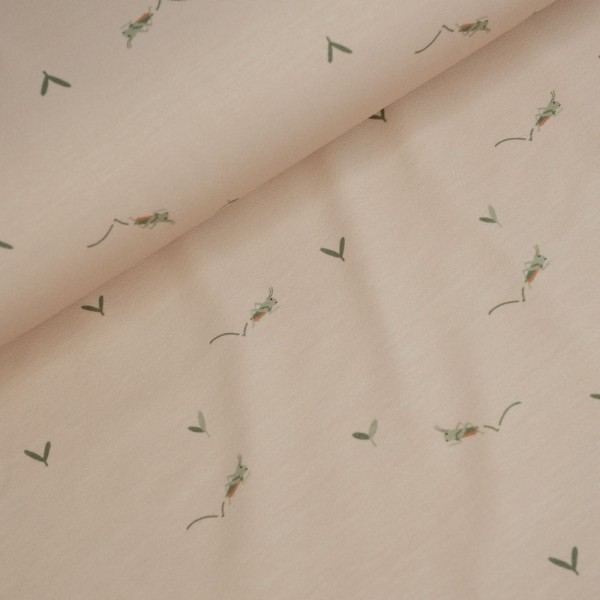 Baumwolljersey kleiner Grashüpfer hellbeige