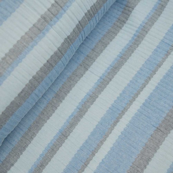 Musselin Double Blockstreifen blau navy