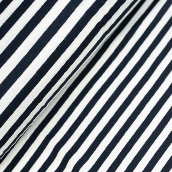 Viskosejersey Streifen navy-weiß