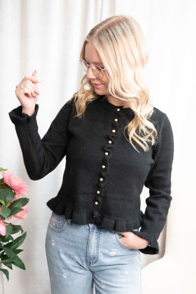 Cardigan mit Rüschen SOFT schwarz