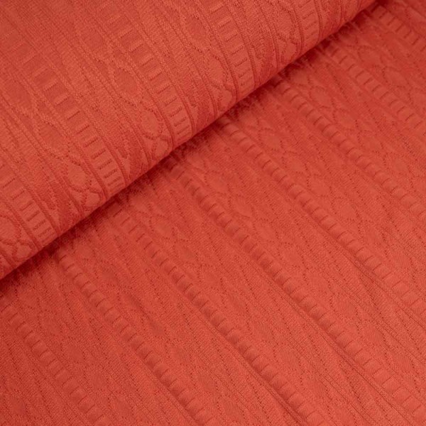 Jacquard Zopfstrick-Jersey terra