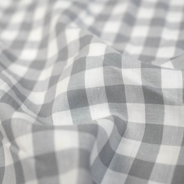 Edle Baumwoll Popeline Karo Groß 8mm hellgrau