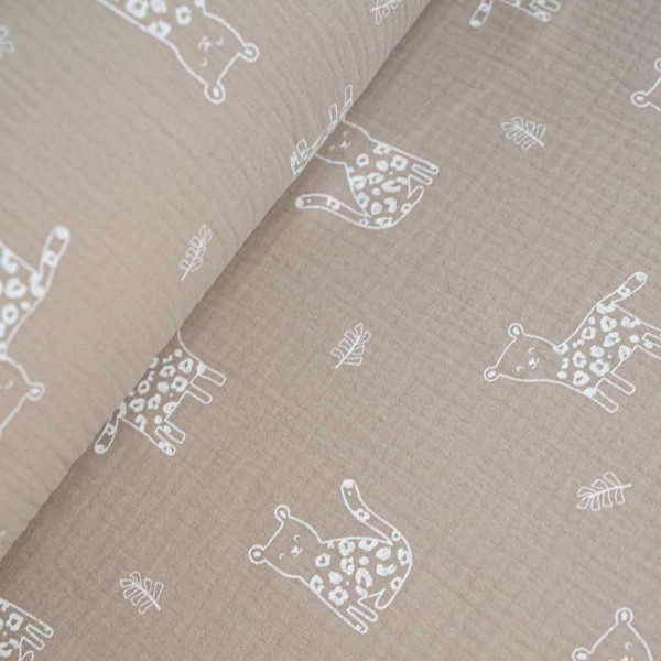 Musselin Double Gauze Leopard hellbeige