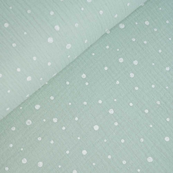 Musselin Double Gauze Pünktchen mint hell
