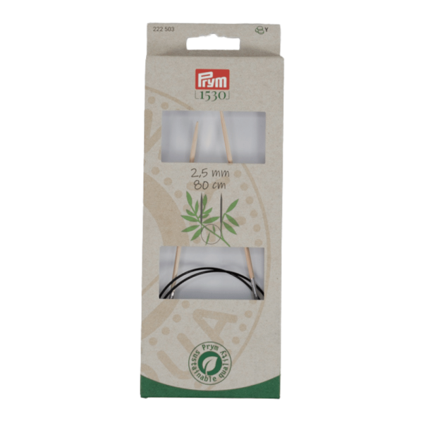 Prym Rundstricknadel 1530, Bambus in Stärke 2,5mm, 80cm