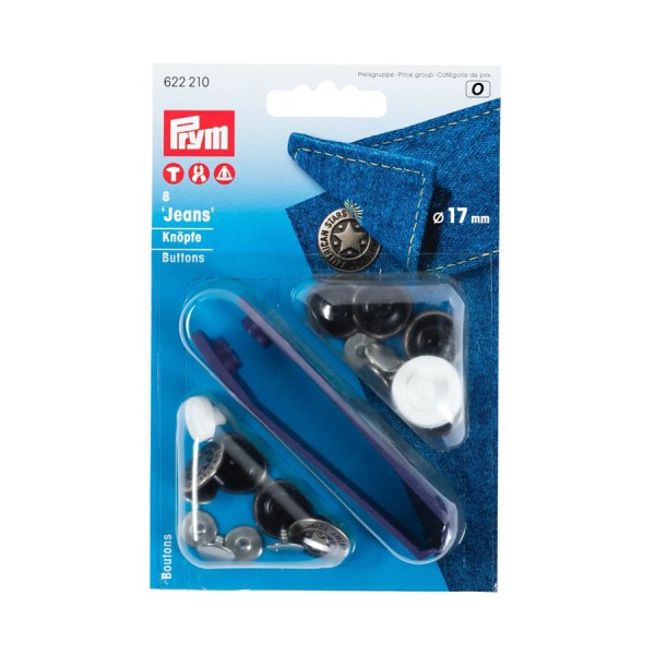 Prym Nähfrei-Jeans-Knöpfe American Star 17mm altsilber