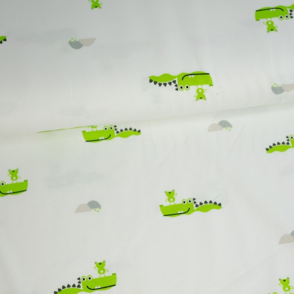 Baumwolljersey kleines Krokodil ecru