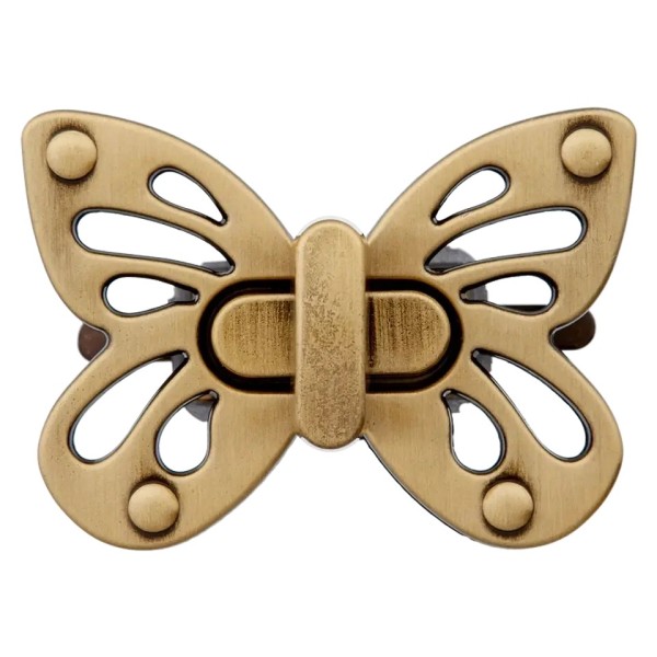 Taschenverschluss Schmetterling 50mm altgold