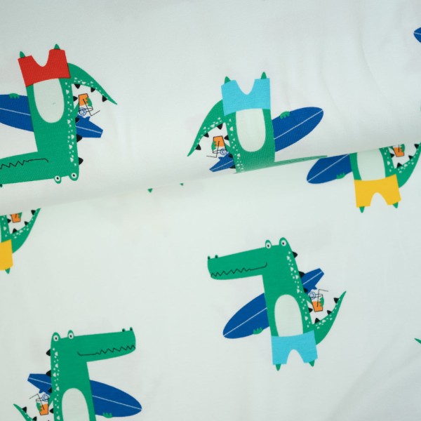 Baumwolljersey Surfer Krokodil pastellmint