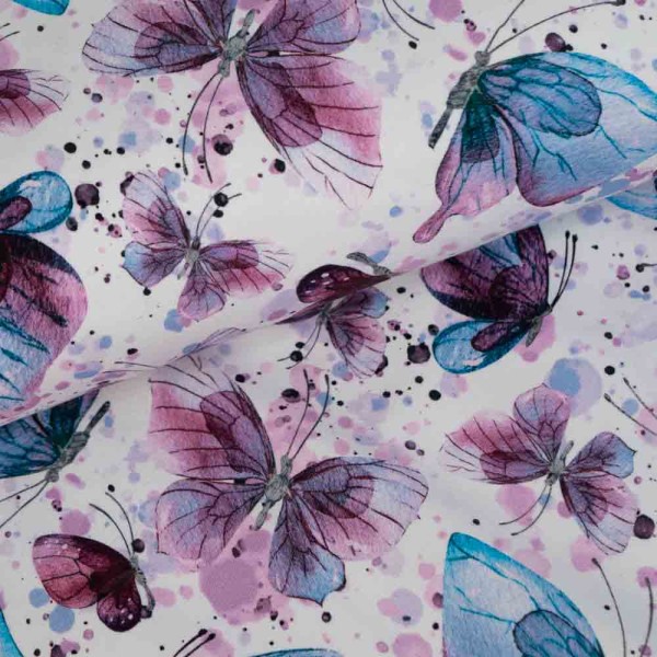 Bio Baumwolljersey Aquarell Schmetterlinge beere