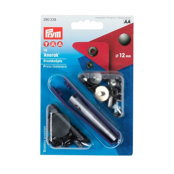 Prym Nähfrei-Druckknopf Anorak 12mm brüniert