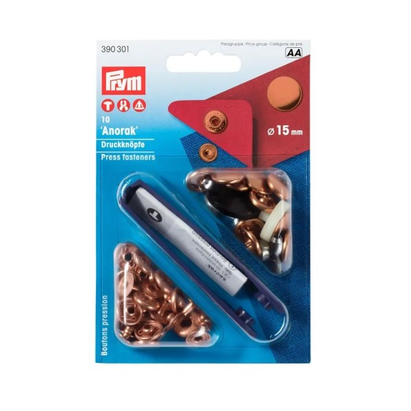 Prym Nähfrei-Druckknopf Anorak 15mm kupfer