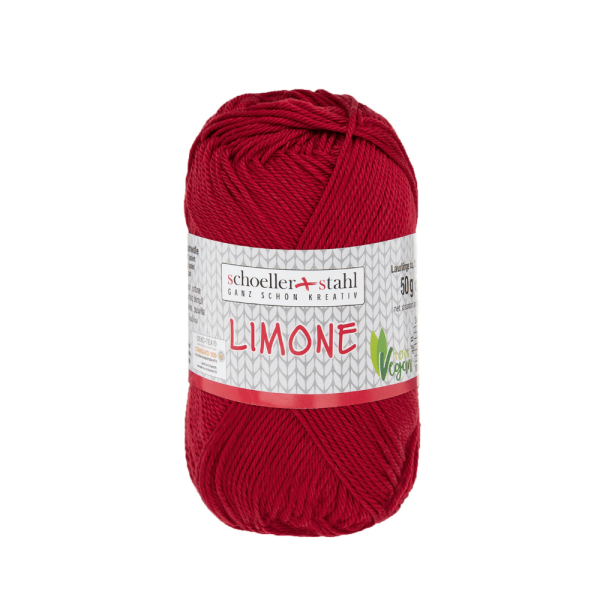 Strickgarn Baumwolle Limone dunkelrot