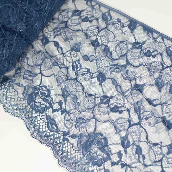 Spitzenborte Rosenranken 22cm denim