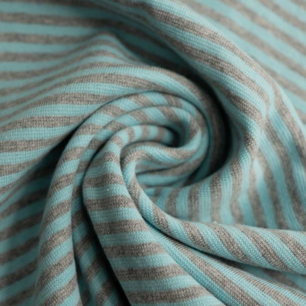 50cm Zuschnitt Bündchen Streifen grau meliert-mint