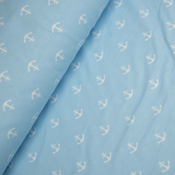 Baumwolljersey kleine Anker hellblau