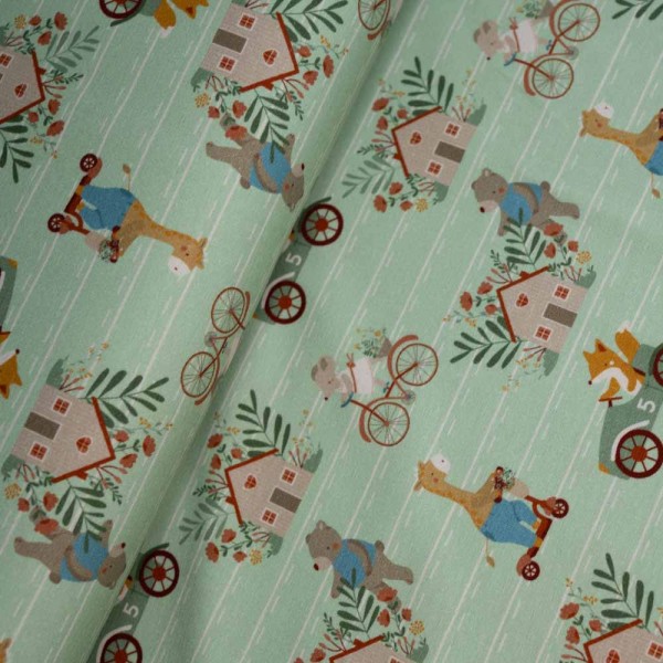 Baumwolljersey Bauernhof Freunde salbei