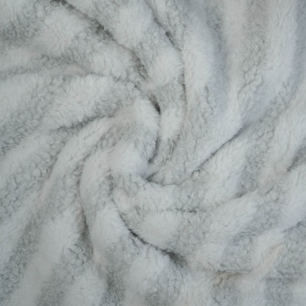 Teddyplüsch Soft Streifen hellgrau