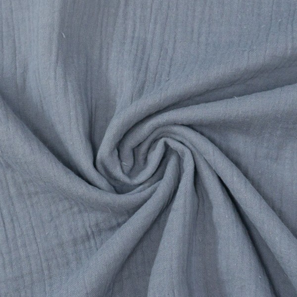 Bio-Musselin Double Gauze UNI stahlblau