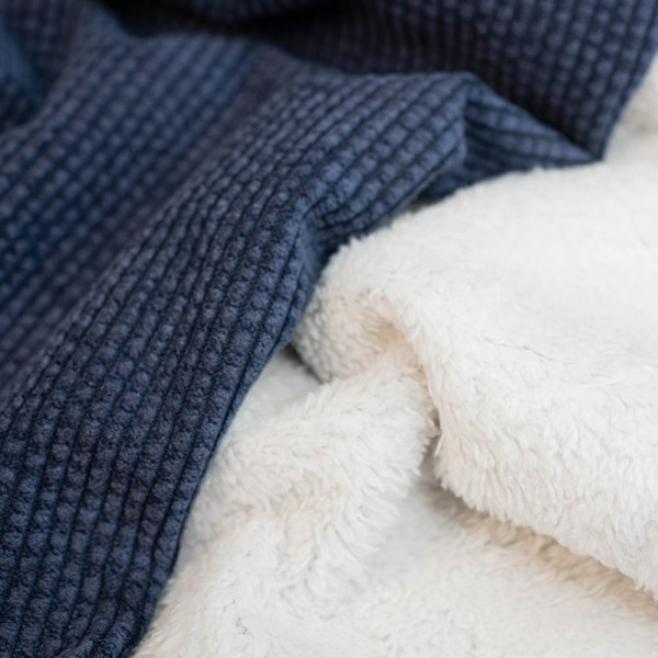 Breitcord Doubleface Teddy Innenseite navy