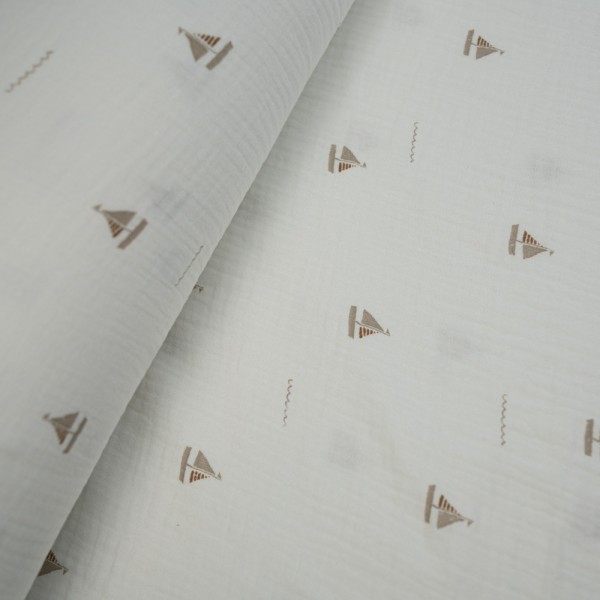 Musselin Double Segelboot ecru