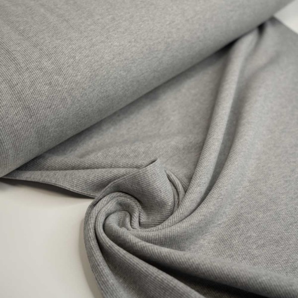 Fein-Ripp Bündchen 100cm breit hellgrau meliert