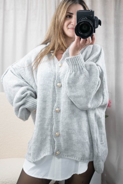 Oversize Cardigan Caro hellgrau