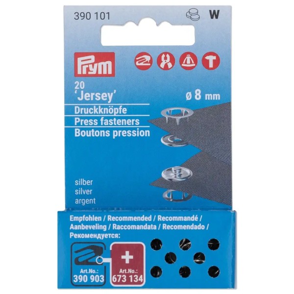 Prym Nachfüllset Jersey Druckknöpfe 8mm silber