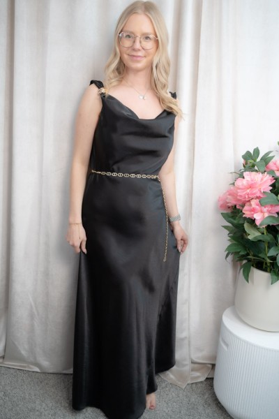 Satinkleid Maxikleid Victoria schwarz