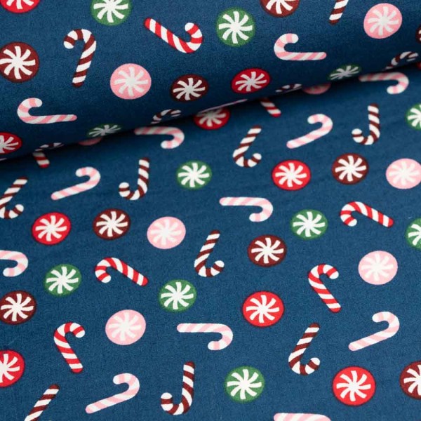 Baumwollwebware Zuckerstange navy