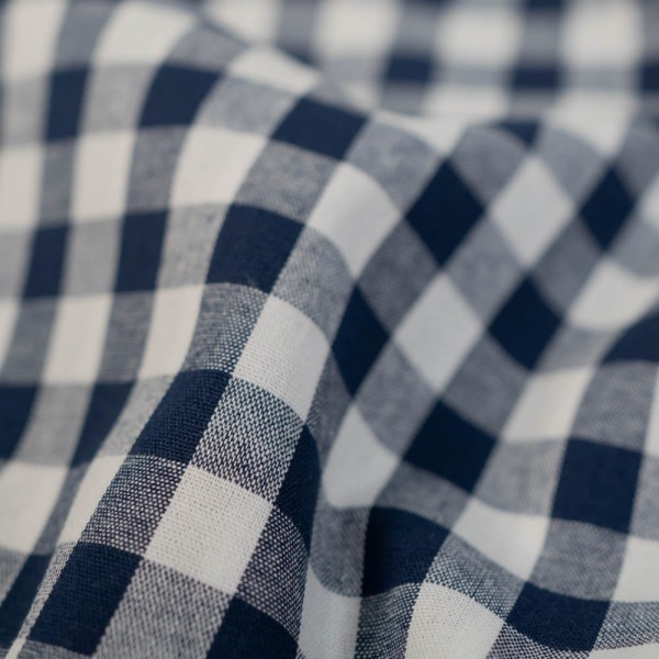 Edle Baumwoll Popeline Karo Groß 8mm navy
