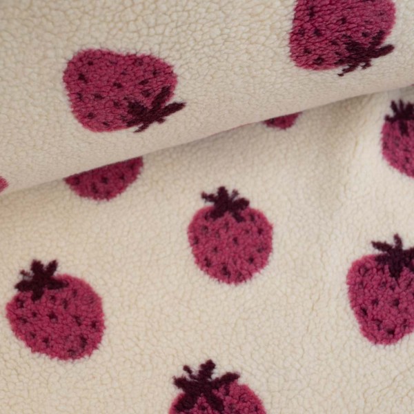 Teddyplüsch Erdbeeren natur