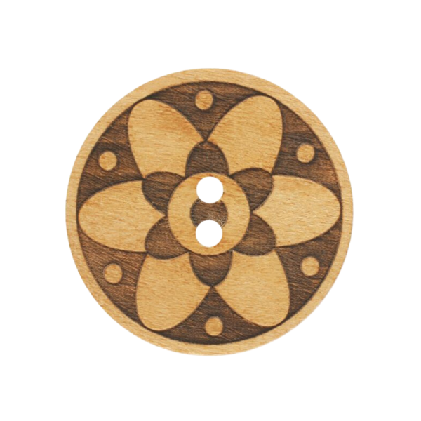 Holzknopf Blume 23 mm