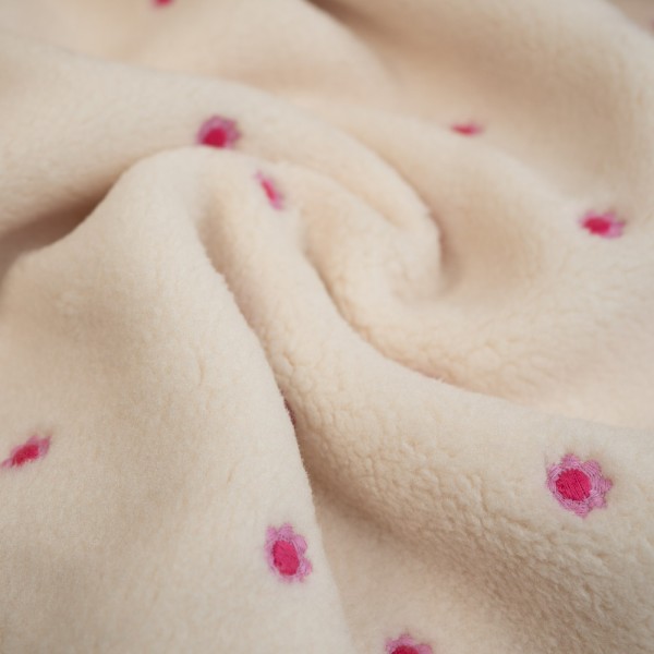 Teddyplüsch bestickt Gänseblümchen natur