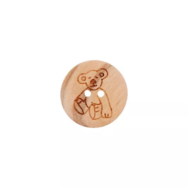 Holzknopf Teddybär 15mm mehrfarbig