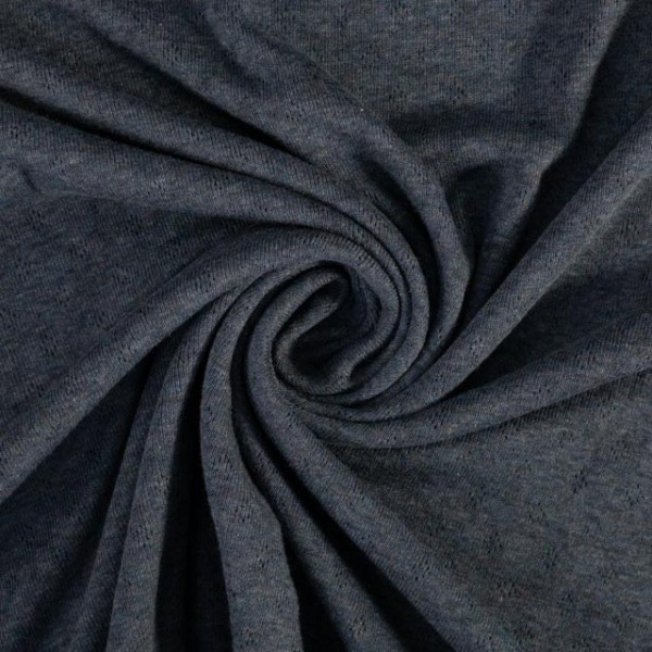 Baumwoll Lochstrick Jersey jeansblau meliert