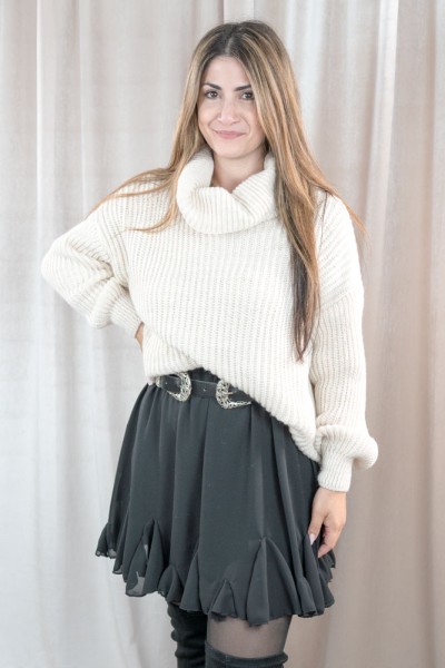 Grobstrick Rollkragenpullover Elena beige