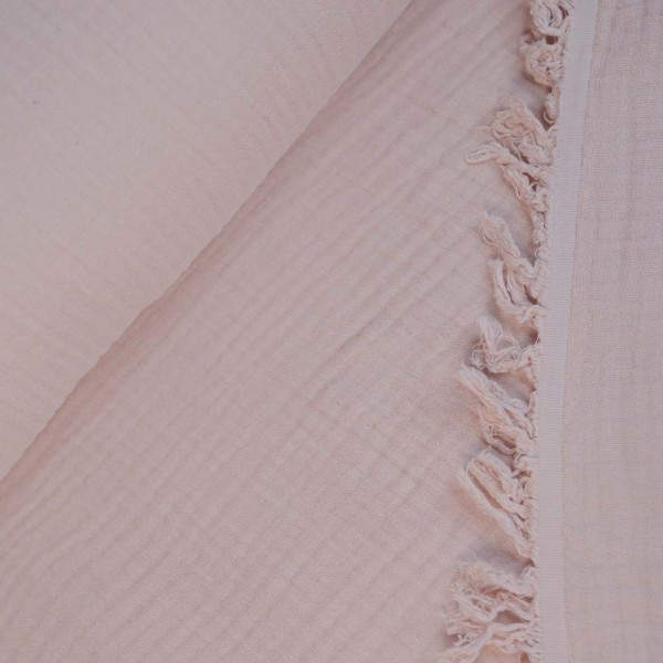 Musselin 4-lagig Fransenbordüre altrosa
