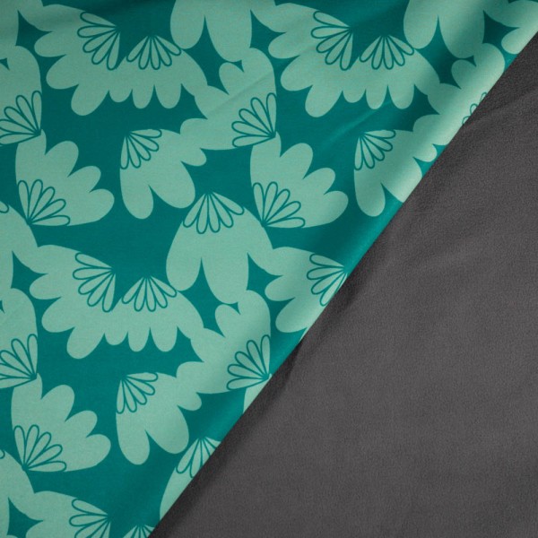 Softshell Blumen petrol