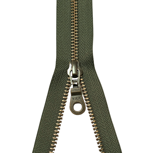 YKK teilbarer Reißverschluss Metall khaki