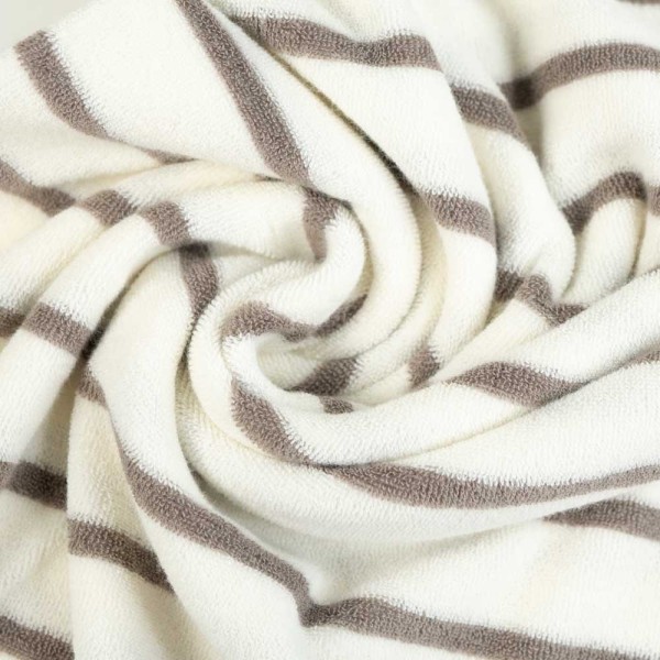 Frottee Jersey Streifen ecru-taupe