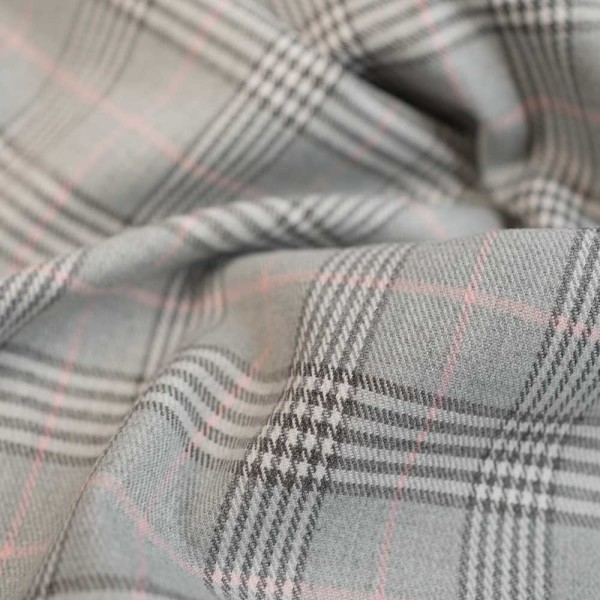 Twill Wool Touch Glenchecks grau-rosa