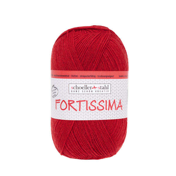 Fortissima 100gr Sockenwolle 4-fädig rot