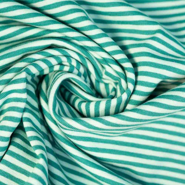 Baumwolljersey Streifen petrol-mint