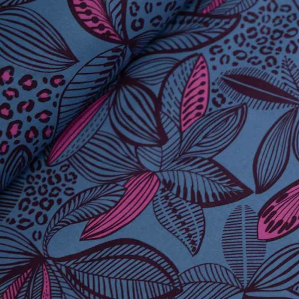 Beschichtete Baumwolle Leo & Blume blau