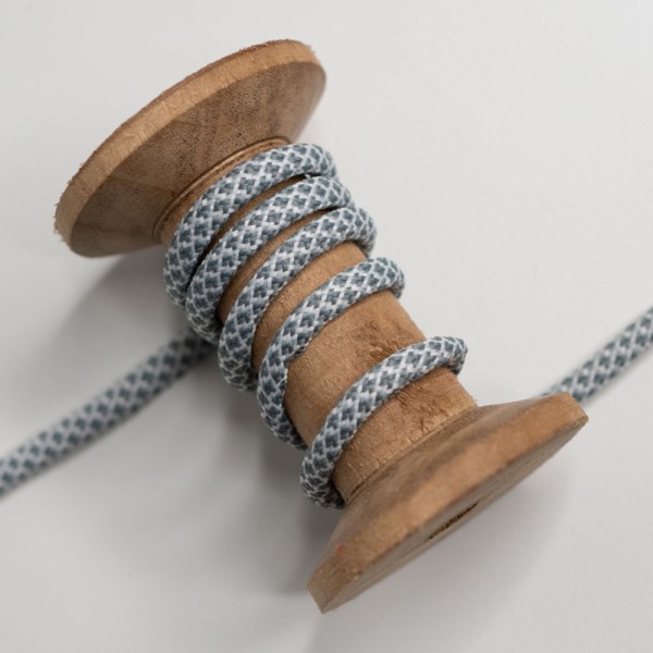 Elastische Kordel geflochten Bi-Color 5mm grau-weiß