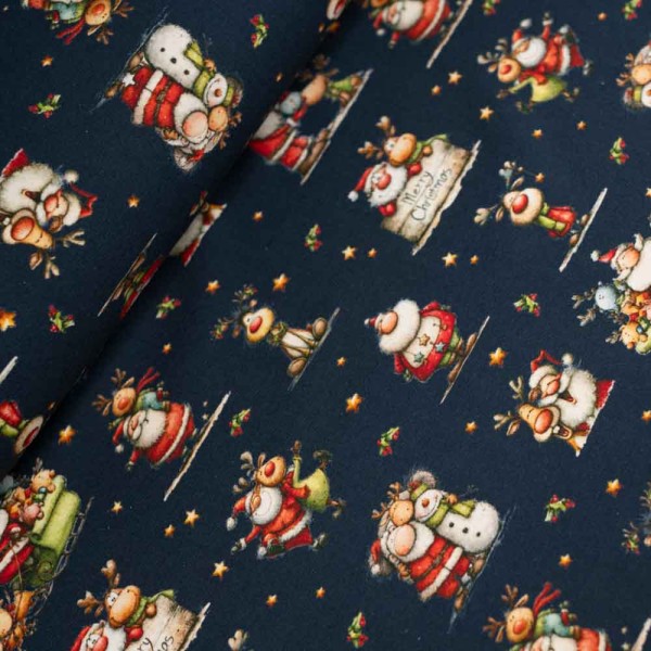 Baumwolljersey X-Mas Friends dark navy